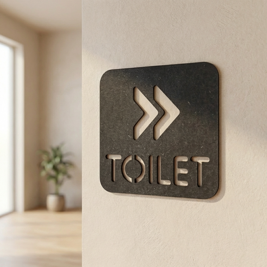 Black toilet wayfinding signage for workplaces, restaurants, shops and hospitality venues