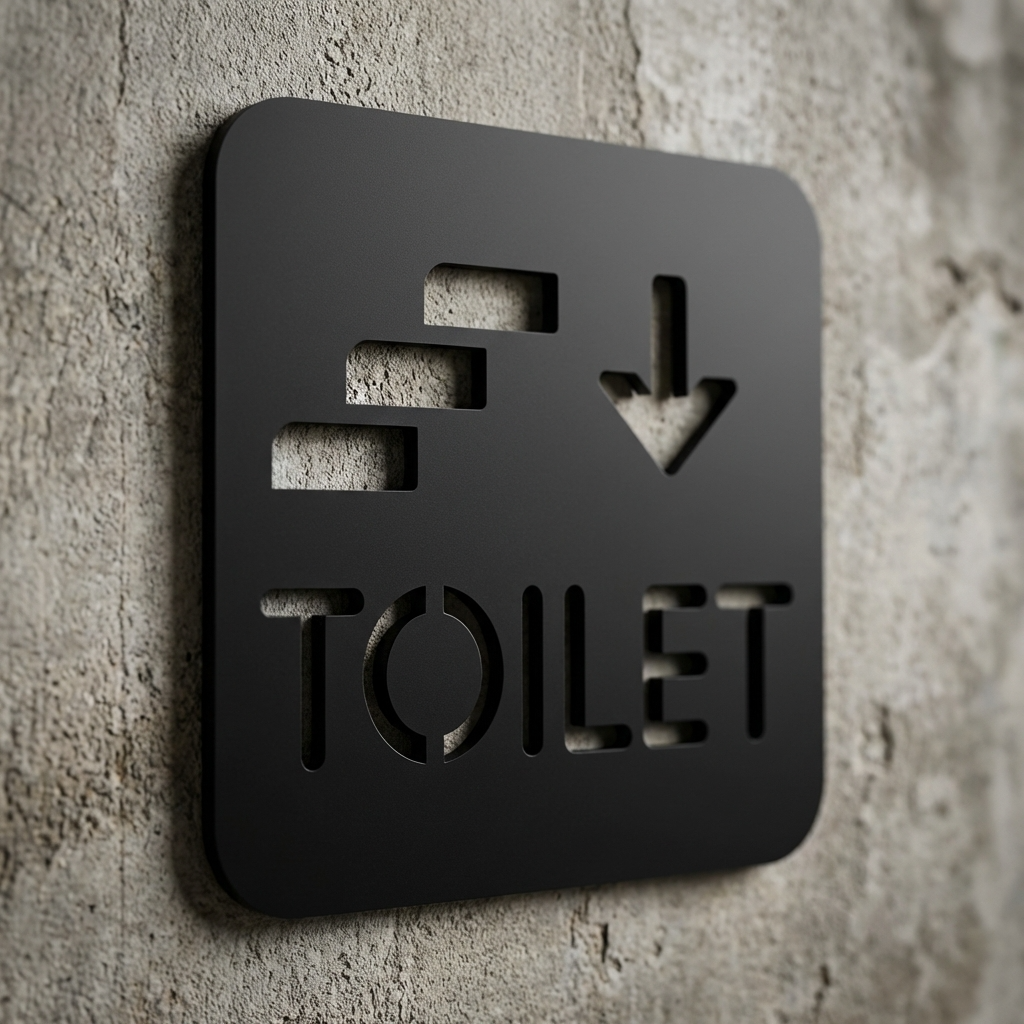 Commercial toilet direction sign with stairs symbol for restaurants and customer facilities