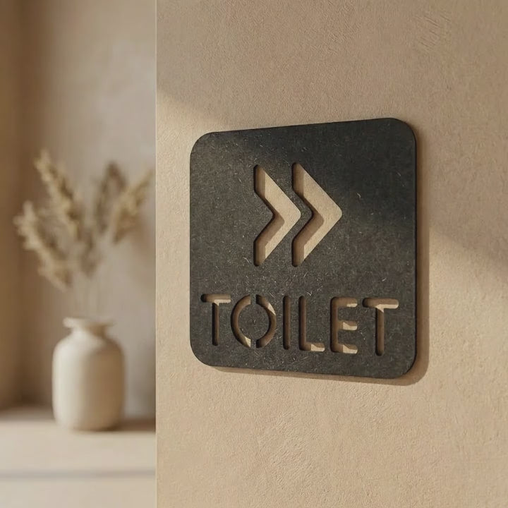 Black WC directional sign for cafés, offices, shops and customer toilet areas