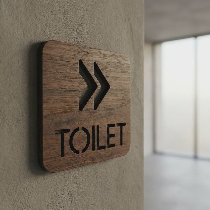 Walnut WC directional sign for offices, restaurants, shops and customer toilet areas