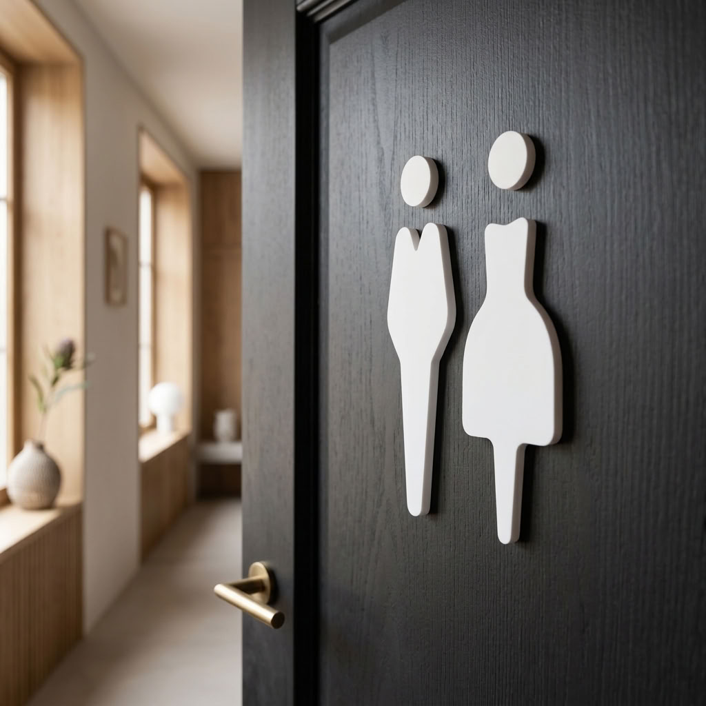 male and female door sign
