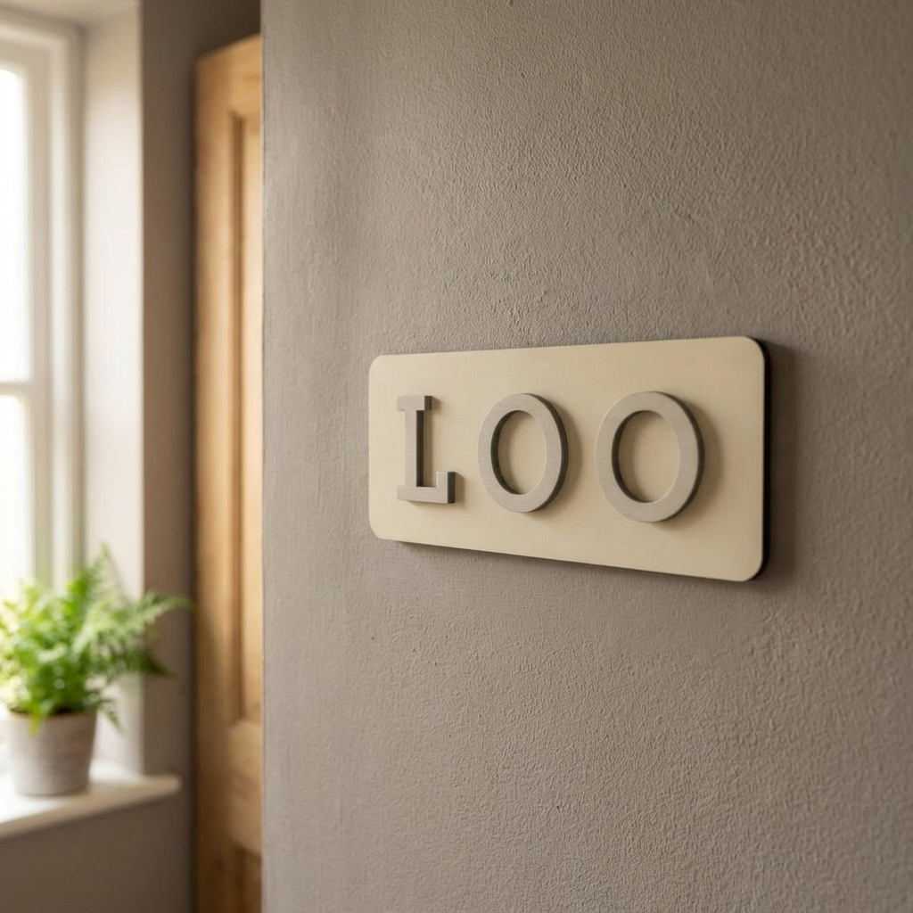 Yellow bathroom door plaque for homes, offices, restaurants and customer toilet areas